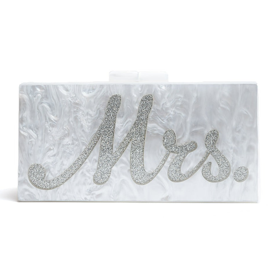 Mrs. Last Name Marbled Acrylic Box Clutch