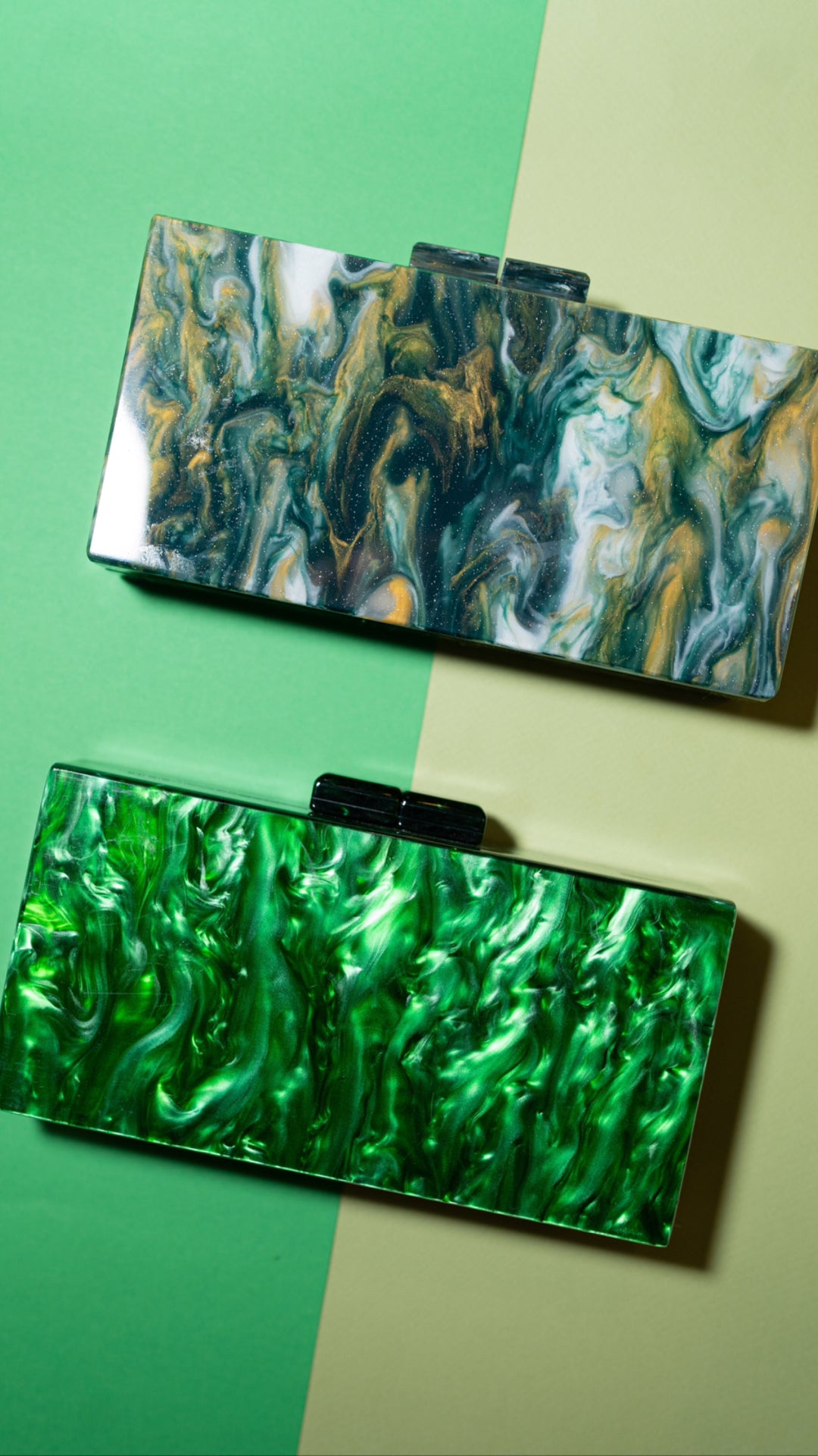 Solid Emerald Acrylic Clutch