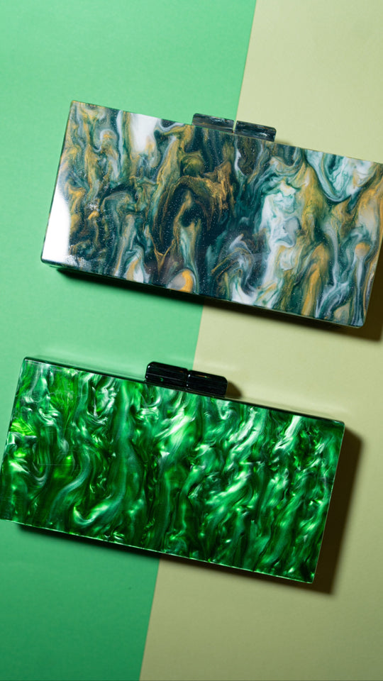 Solid Emerald Acrylic Clutch