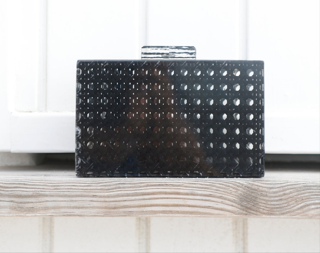 Black Rattan Acrylic Clutch