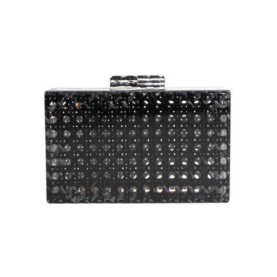 Black Rattan Acrylic Clutch