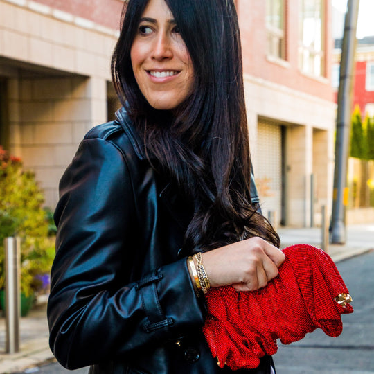 Crystal Embellished Bag With Detachable Chain