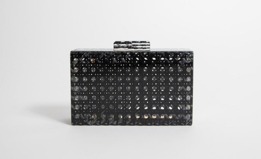 Black Rattan Acrylic Clutch