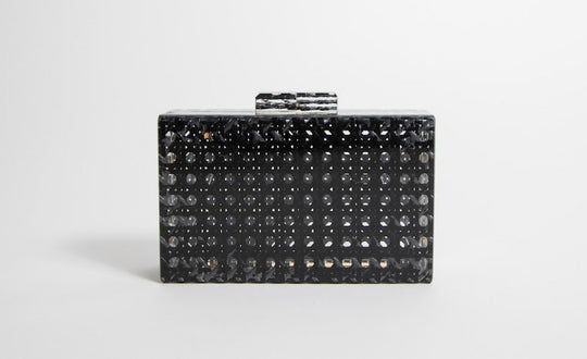 Black Rattan Acrylic Clutch