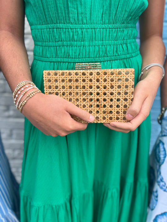 Cane Rattan Acrylic Clutch