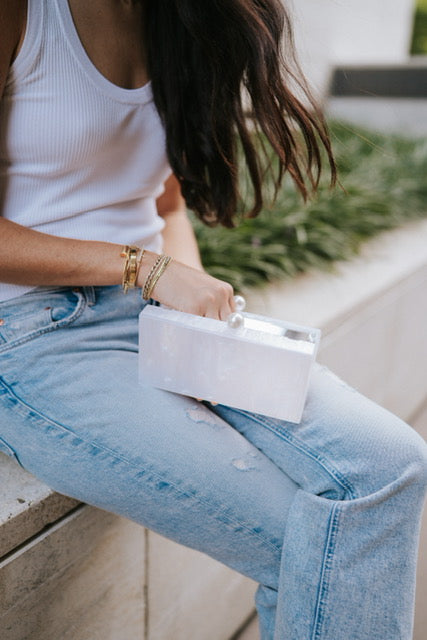 Solid Pearl with Pearl Clasp Clutch