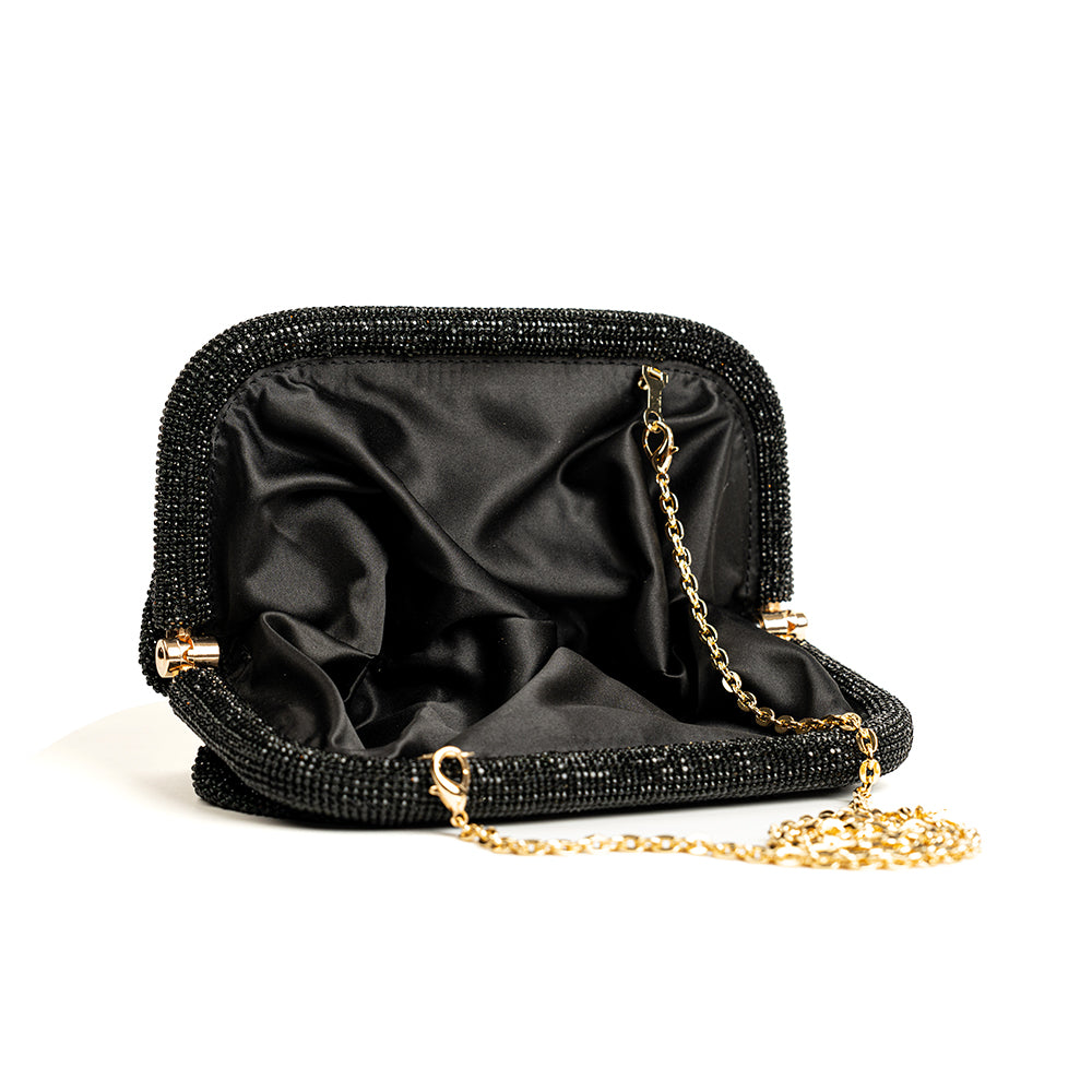Crystal Embellished Bag With Detachable Chain