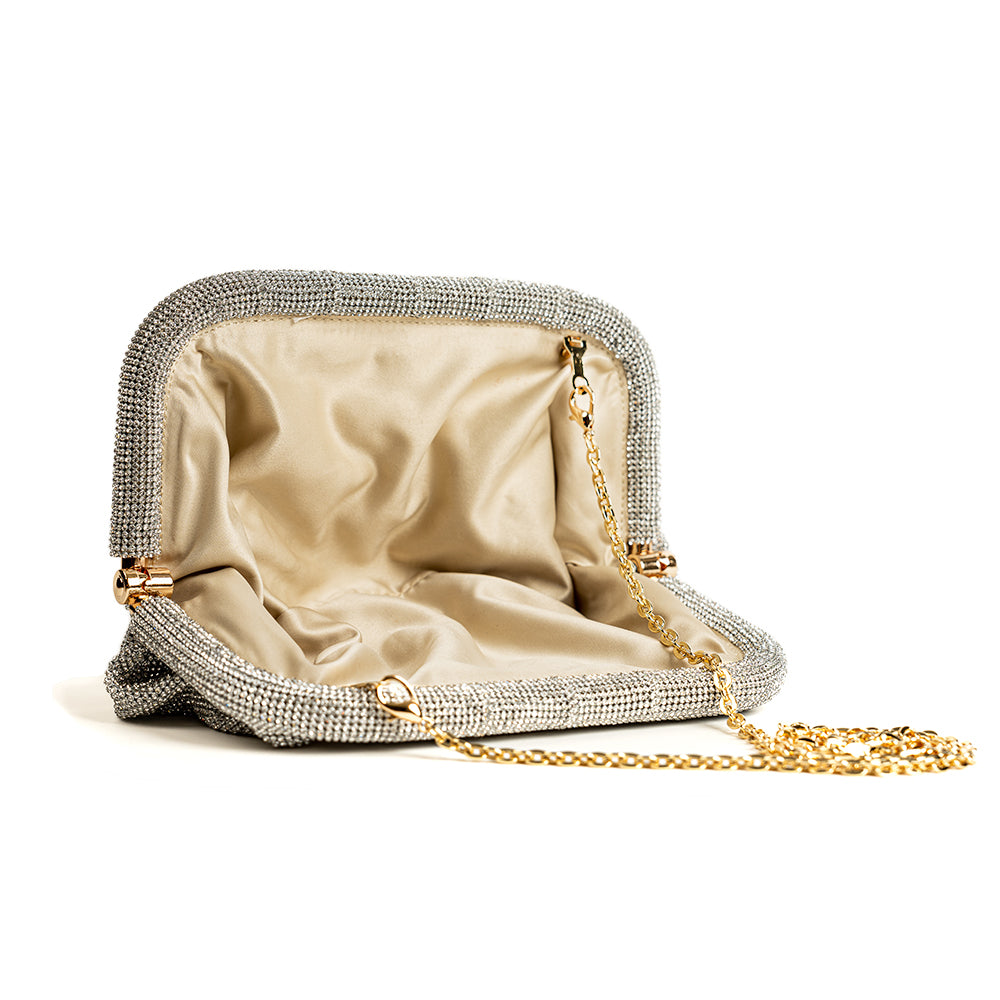 Crystal Embellished Bag With Detachable Chain